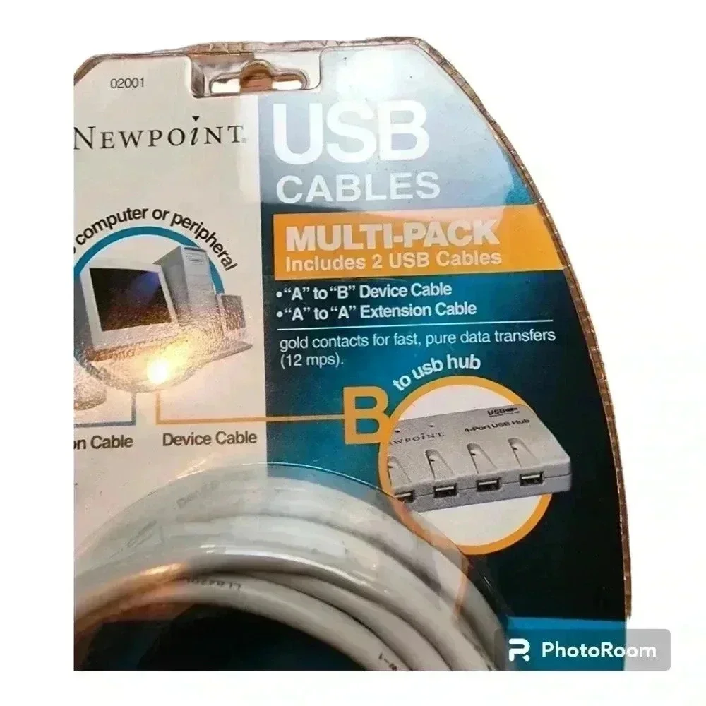 Newpoint USB cable multipack 6 foot cables A to B & A to A 02001